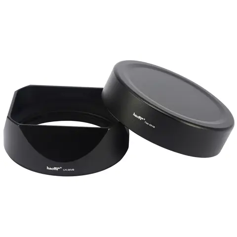 Haoge LH-35VB Camera Lens Hood Metal Square Bayonet for Fujifilm Fuji XF35mm F2 R WR XF23mmF2 R WR XC 35mm F2 With Metal Cap
