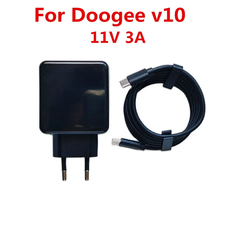 New Original DOOGEE V10 Cell Phone 11V 3A 33W EU Charger Travel Adapter Plug + Type-C USB Data Line Cable