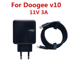 New Original DOOGEE V10 Cell Phone 11V 3A 33W EU Charger Travel Adapter Plug + Type-C USB Data Line Cable