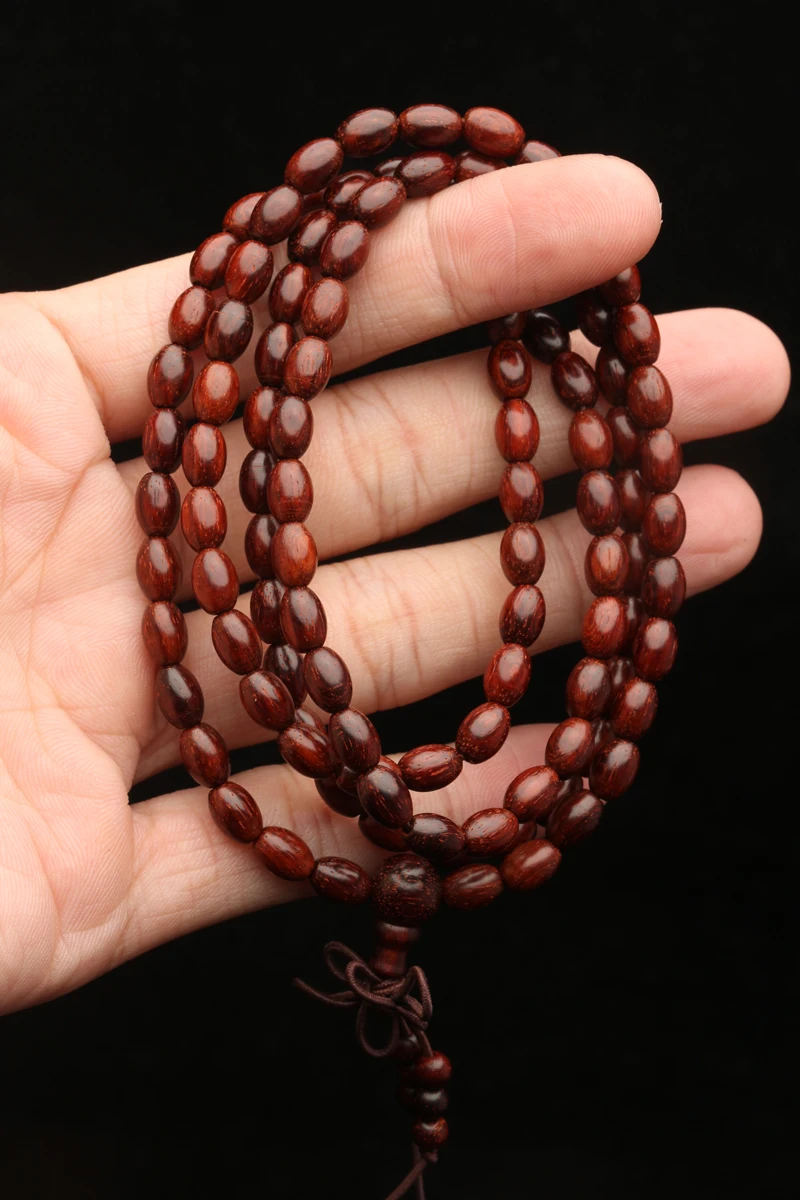 Indian Sandalwood Rosewood Rice 5mmx7mm Wooden Necklace Bracelet 108 Wooden Bead Bracelet Necklace Bracelet Yoga Zen