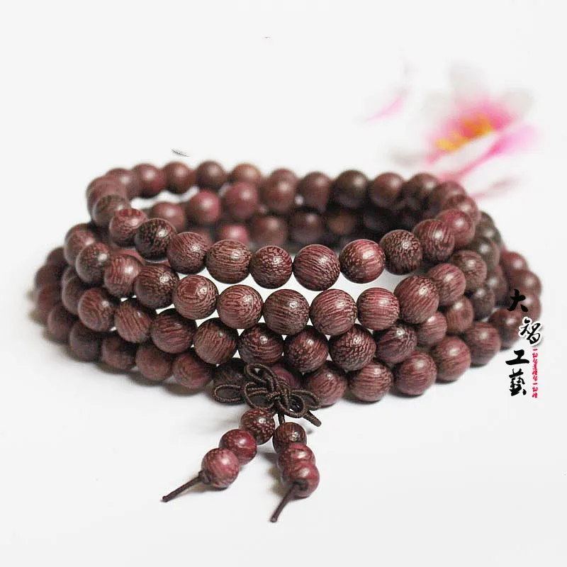 Multilayer 108 Wood Beads Lotus OM Bracelet Tibetan Buddhist Mala Buddha Charm Rosary Bracelet Yoga Wooden For Women Men Jewelry