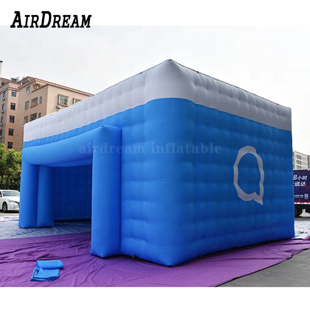 Outdoor customized Any size 6x4m blue inflatable selling booth cube stand circus tent with air blower for party tent event tent