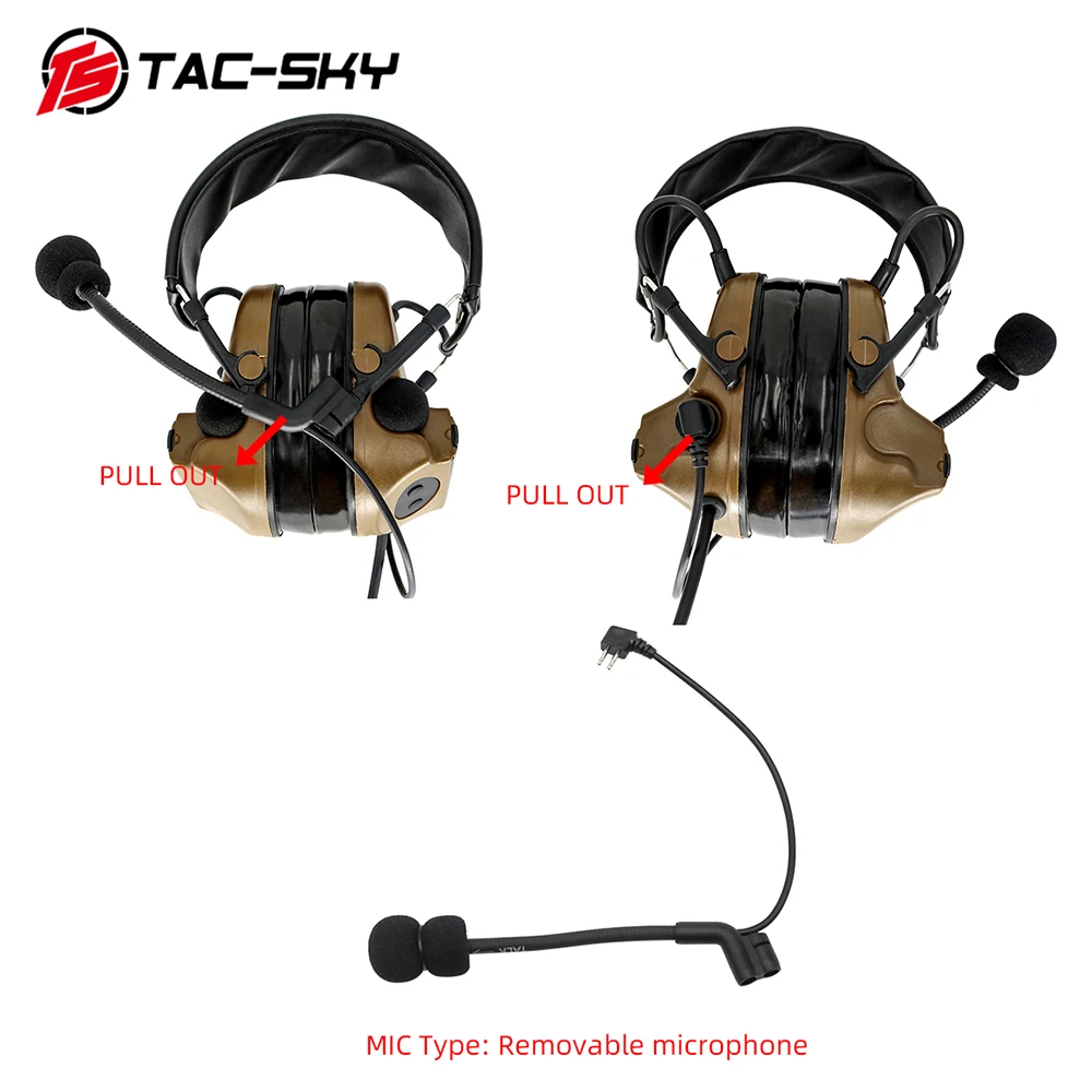 TAC-SKY Tactical Headset COMTAC II Pickup and Noise Reduction Military Airsoft Headphone Hearing Protection Shooting Headset