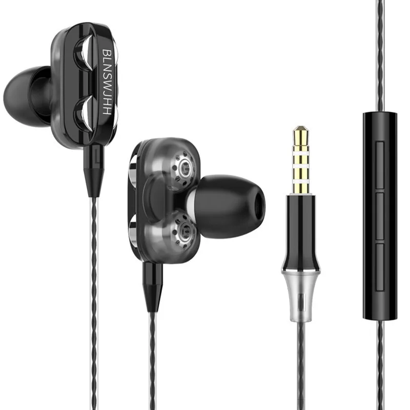 Dual Drive Stereo Wired Earphone In-ear Headset Earbuds Bass Earphones For IPhone Samsung 3.5mm Sport Gaming Headset With Mic