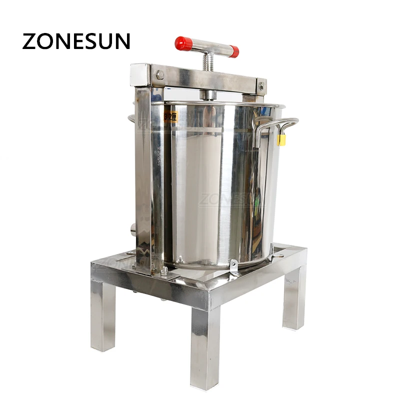 ZONESUN-máquina de presión de cera de miel de acero inoxidable, prensa Manual completamente cerrada, exprimidor de parafina, molino de depilación
