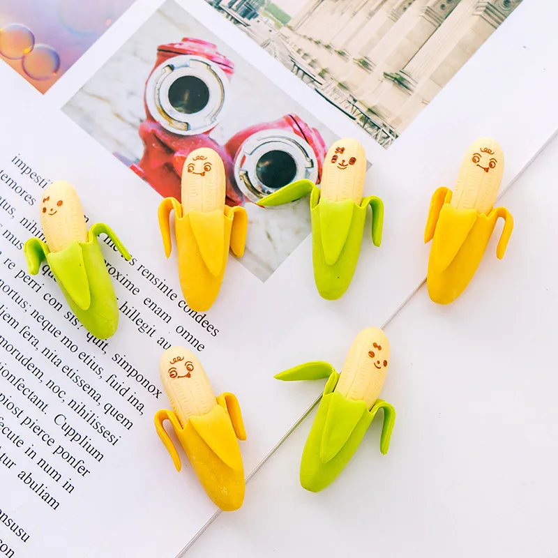2 Pcs/Lot Lovely Banana Eraser Students Eraser Stationery Wholesale