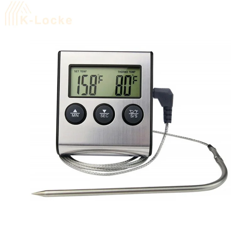 Digital Barbecue Meat Thermometer Stainless Steel Probe Food Temperature Timer Oven Thermomet Kitchen Cooking Thermometer