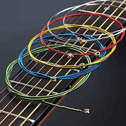 Imagen 2 del producto Cuerdas de guitarra acústica multicolor 6 unids/set cuerdas de guitarra coloridas arcoíris E-A para guitarra folclórica acústica guitarra clásica