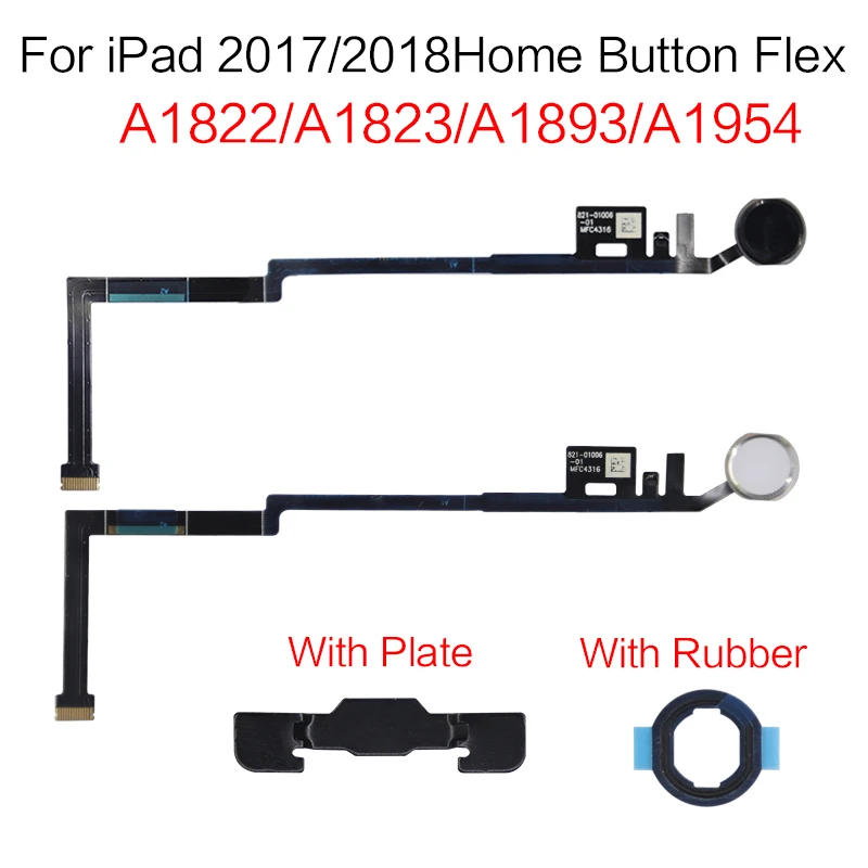 1pcs Home Button Flex Cable For iPad 2017 2018 A1822 A1823 A1893 A1954 Menu Sensor Replacement Parts With Rubber