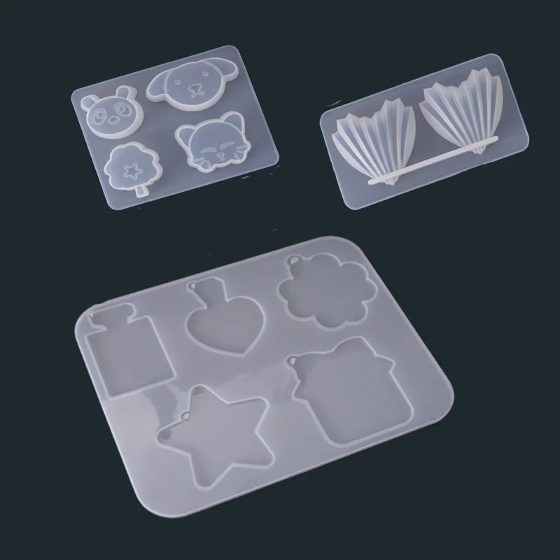 1PC Shell Panada Dog Pendant Craft Transparent UV Resin Silicone Combination Molds for DIY Making Finding Accessories