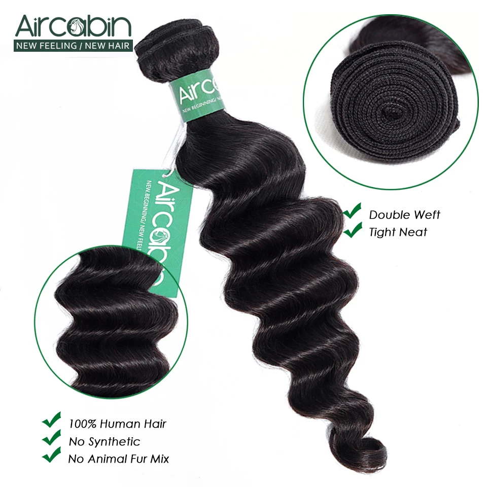 Aircabin หลวม Deep WAVE บราซิลผมสาน 100% Remy มนุษย์ผม 1/3/4 ธรรมชาติสีผม EXTENSION