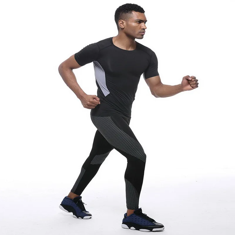 Calzamaglia a compressione sportiva da uomo pantaloni da corsa a strati di Base palestra Fitness Leggings da allenamento attivi pantaloni da