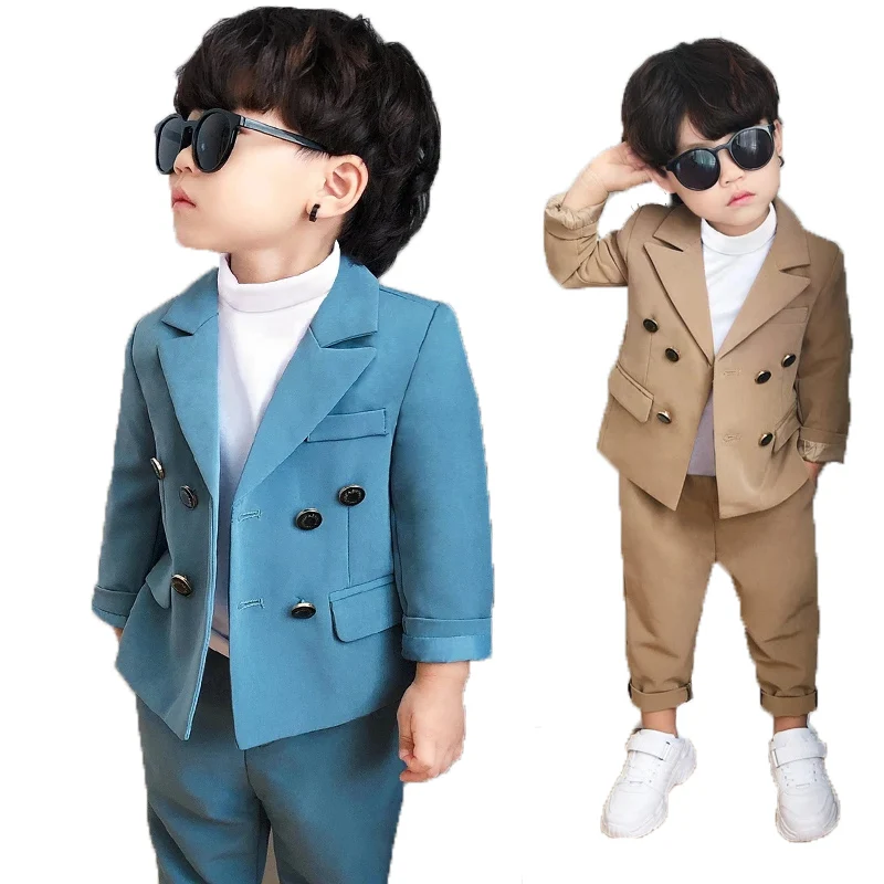 Flower Boys Formal Jacket+Pants 2Pcs Clothing Set Children Gentleman Performance Evening Tuxedo Dress Enfant Kids Wedding Suit