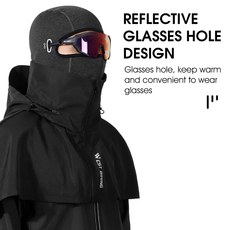 WEST BIKING 2 in 1 Winter Cycling Cap Double Layer Warm Windproof Men Hood Balaclava Motorcycle Skiing Riding Bicycle Headwear