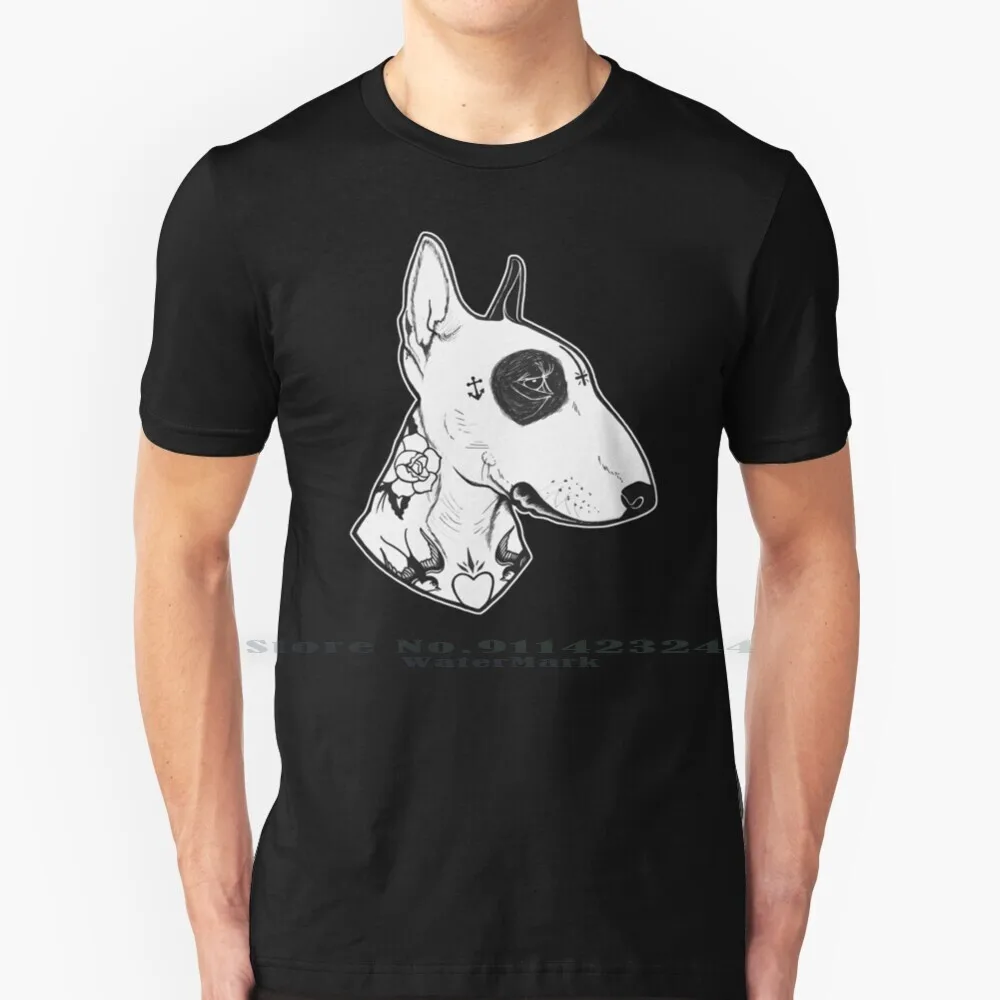 Футболка с изображением Бультерьера из 100% хлопка, татуировки с изображением животных, собак, бульли, пород, длинная футболка с коротким рукавом