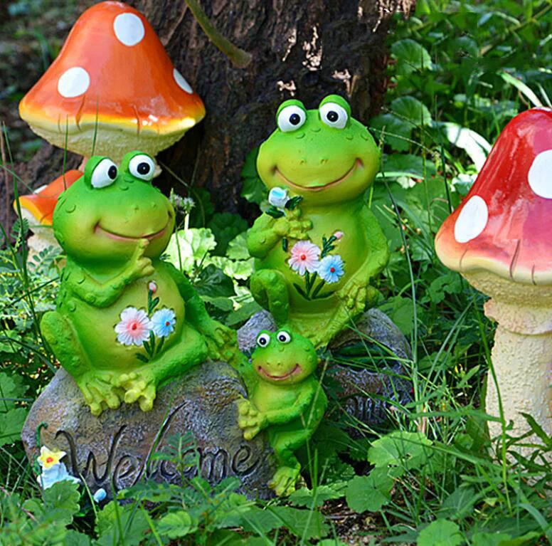 Pastoral Resin Cute Simulation Frog Mushroom Ornaments Balcony Lawn Sculpture Crafts Outdoor Garden Rabbit Accessories Decor Art