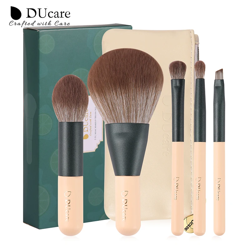 DUcare 5pcs Makeup Brush Flat Top Kabuki Powder Eyeshadow Blending Eyeliner Eyelash Eyebrow Make Up Beauty Cosmestic Brushes