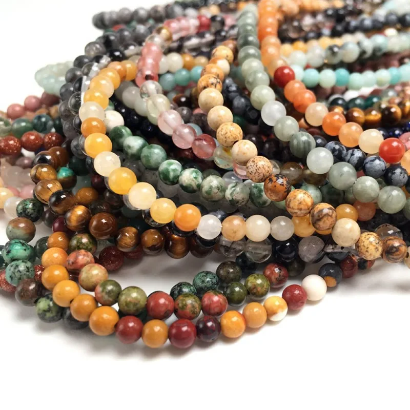 Bohemia Natural stone 4mm Beaded Necklace Multicolor Short Chokers Charm Necklaces Sweet Neck Jewelry For Women Girls 40cm Long