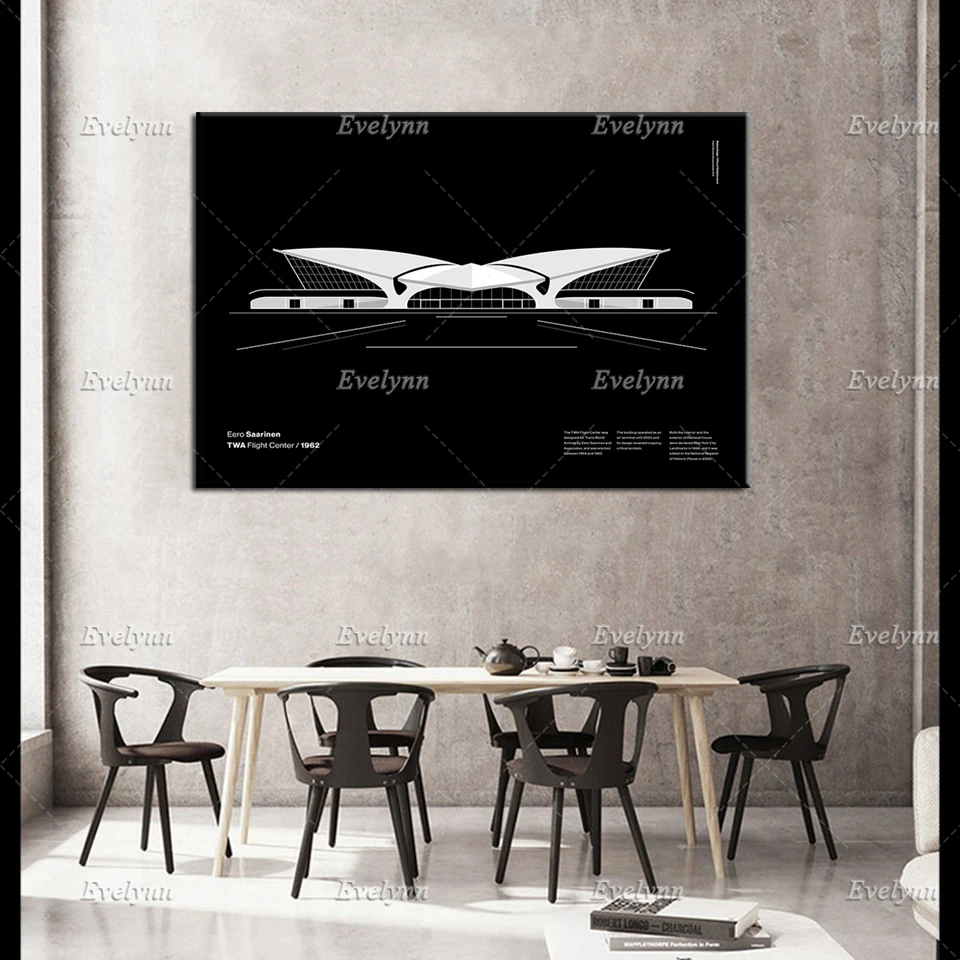 Flight Center ArchitecturePrint New York City Futurism Technology NYC Landmarks Print Poster Home DecorCanvas Unique Gift