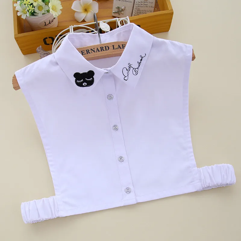 Women Cartoon Embroidery Fake Collar Fashion Adjust Remove Decoration Collar White Shirt Blouse Clothes Accessories B99