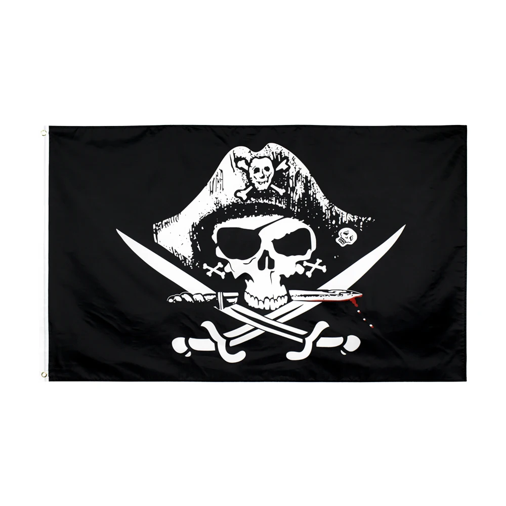 3Jflag 3x5Fts 90X150cm Older Jolly Roger Skull Cross Bones Pirate Dead Mans Chest Flag