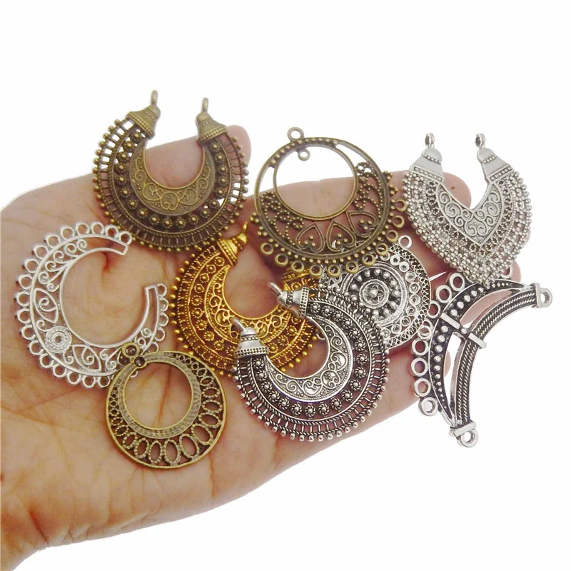 

18pcs Mixed Spiral Circle Moon Round Charms Alloy Collar Vintage Connector Necklace Pendants Crafts Jewelry Making Findings