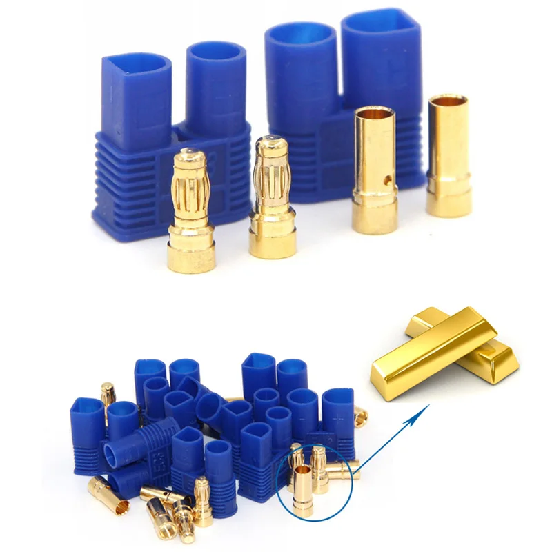 5pair Amass EC2 EC3 EC5 Battery Connector Kit Male Female 2.0mm 3.5mm 5.0mm Gold Plated Banana Plug for RC Battery Model Parts