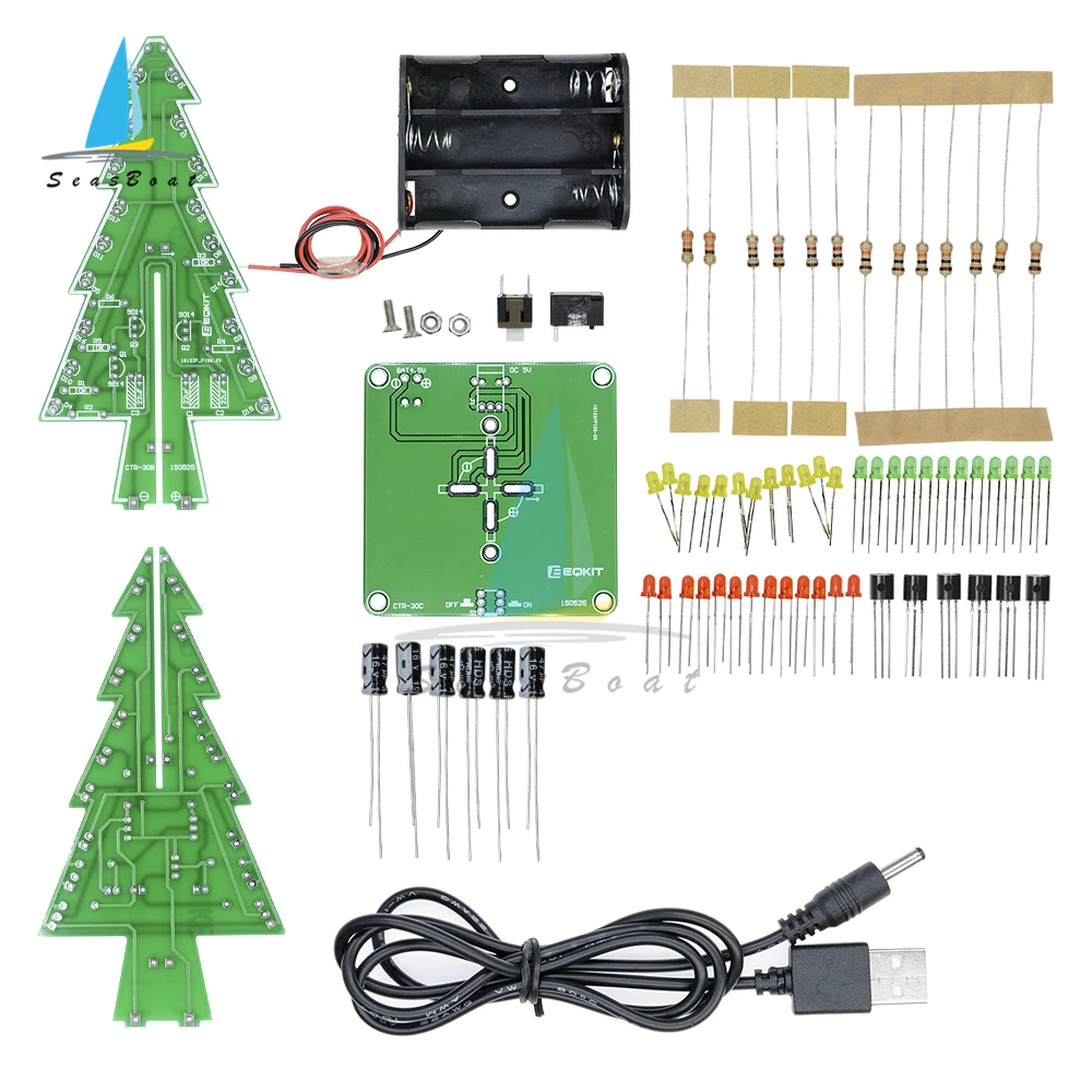 Three-Dimensional 3D Christmas Tree LED DIY Kit LED Flash Circuit Kit Electronic Fun Suite Christmas Gift Holiday Decoration