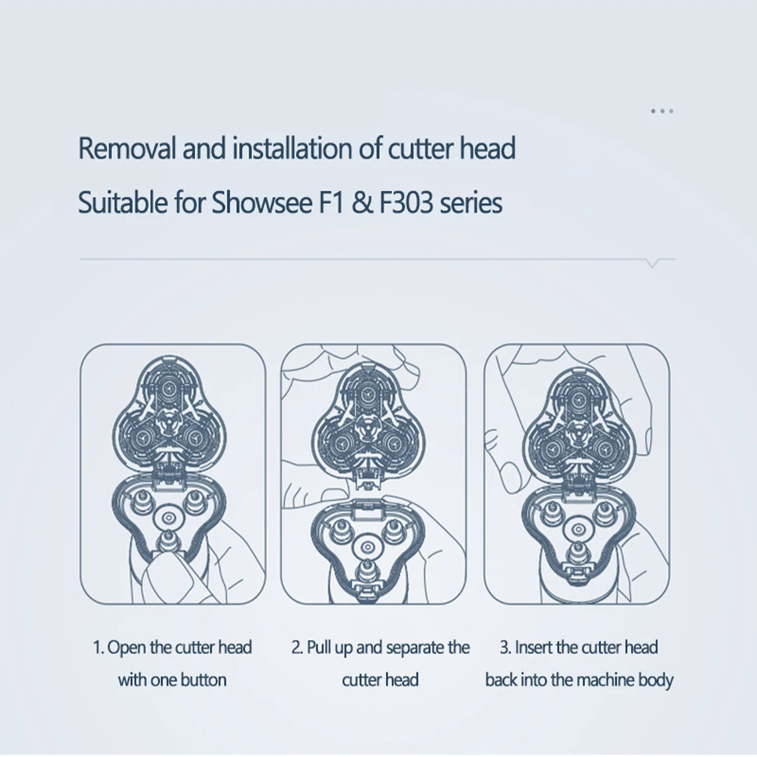 ShowSee-repuestos originales para Afeitadora eléctrica F1/F303, cabezal de corte de repuesto, accesorios impermeables, Clip para recortadora de