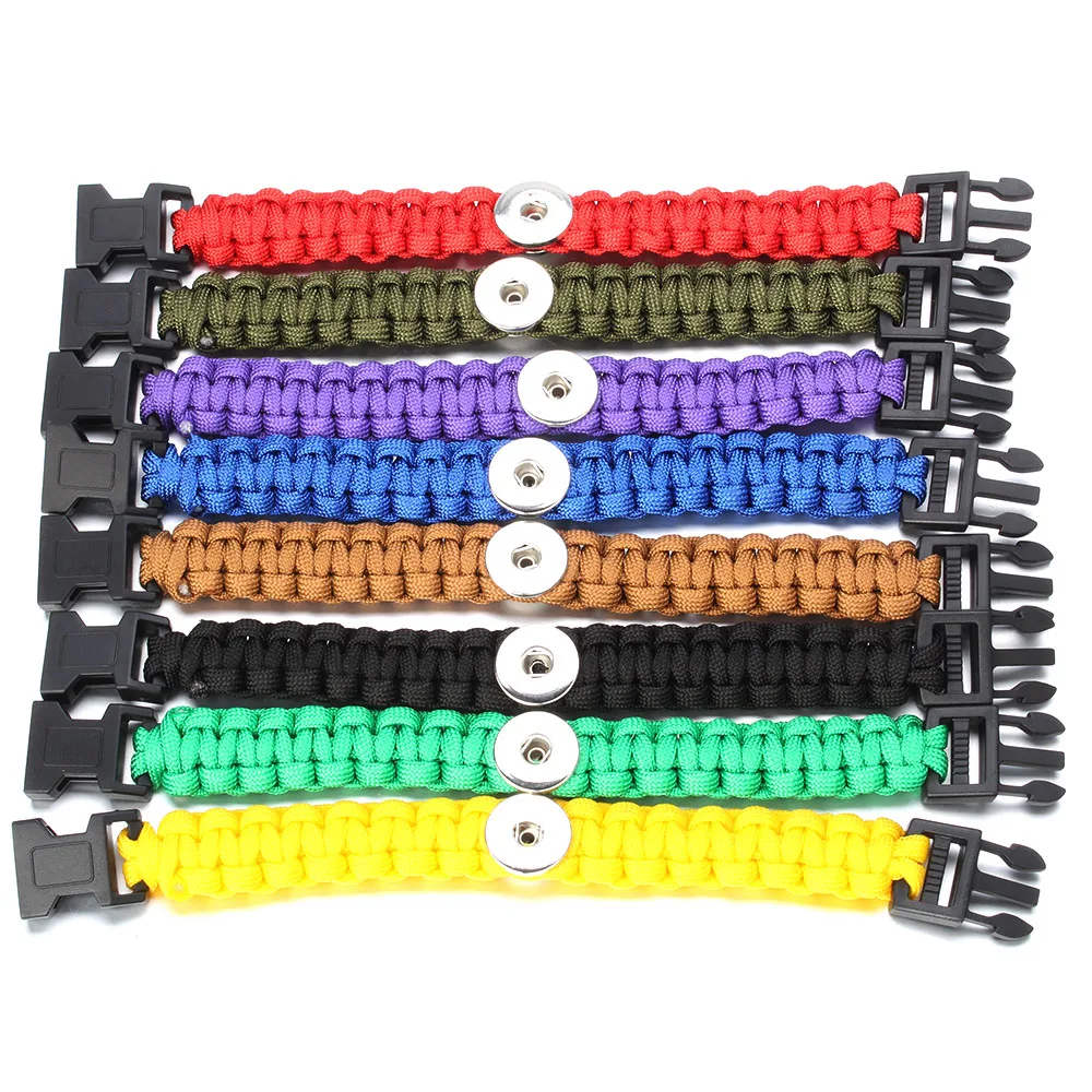 New Snap Jewelry Woven Leather Snap Bracelet Hand Made Rope Snap Button Bracelet Bangles Fit 18MM Snap Button DIY Jewelry ZE584