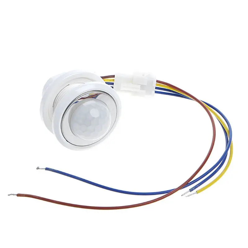 Interruptor de Sensor de movimiento infrarrojo, Detector PIR LED de 40mm con retardo de tiempo ajustable L4MD