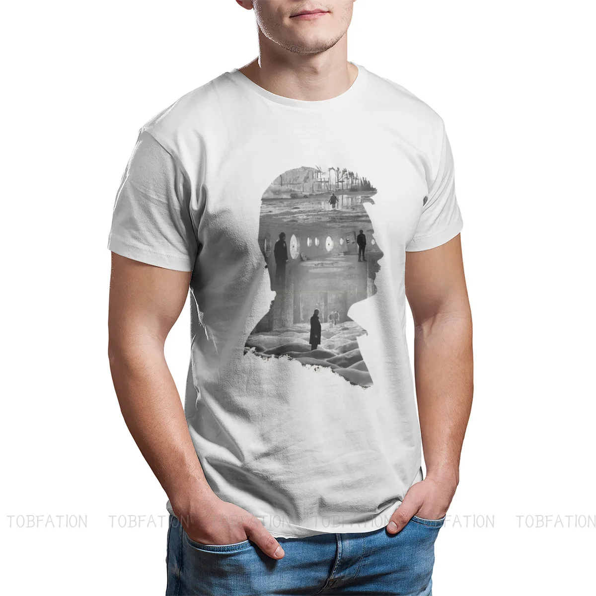 ستالكر 1979 فيلم النسيج التي شيرت أندريه تاركوفسكي صورة ظلية كلية أنيقة تي شيرت الترفيه الرجال الملابس تصميم جديد عصري #4