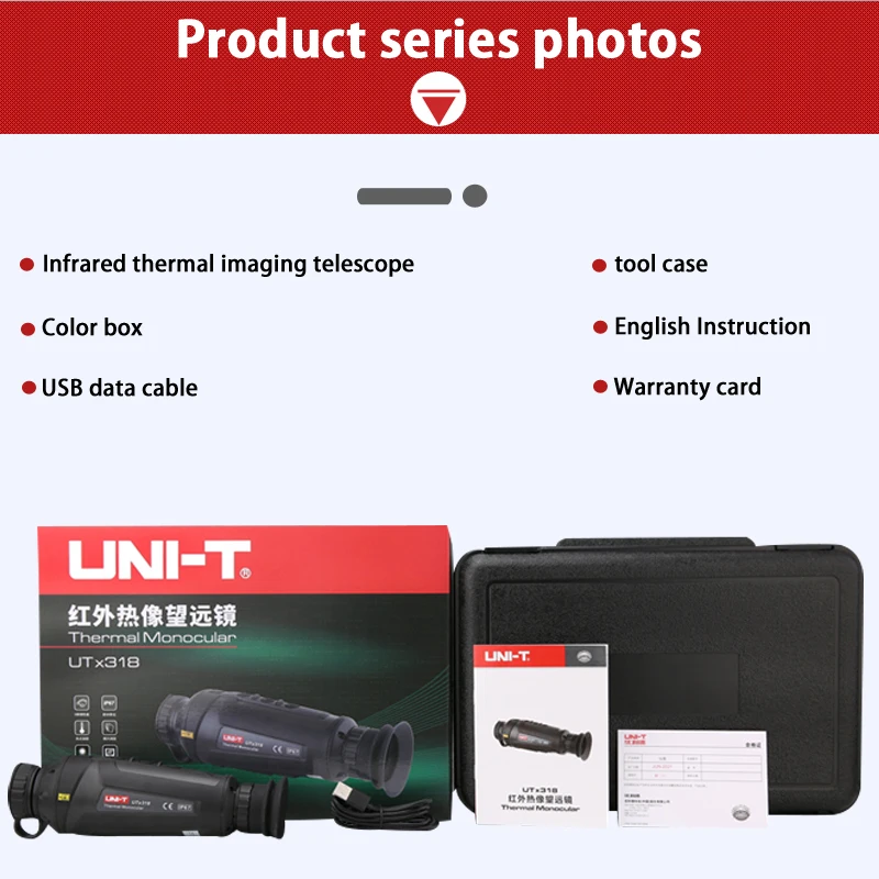 กล้องจับความร้อนระบบอินฟาเรดถ่ายภาพความร้อนสำหรับล่าสัตว์ UNI-T ใช้ตรวจจับแบบตาเดียวกลางแจ้งแบบ UTX318ใช้การมองเห็นได้ในเวลากลางคืนได้