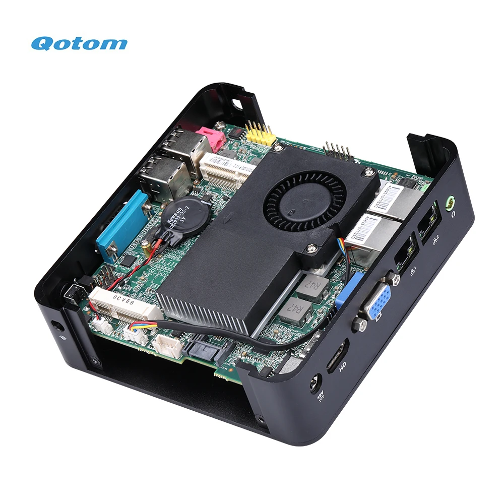 Qotom คอมพิวเตอร์ขนาดเล็ก Core I3 I5โปรเซสเซอร์ Onboard LAN Dual Dual Display พอร์ต RS-232แบบพกพา POS Terminal วงเล็บ VESA X86