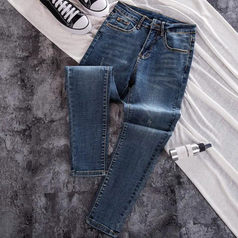 New Skinny Jeans for Women Female Pant Slim Elastic Plus Size Stretch Jeans Plus Size Denim Blue Skinny Pencil Pant Trousers