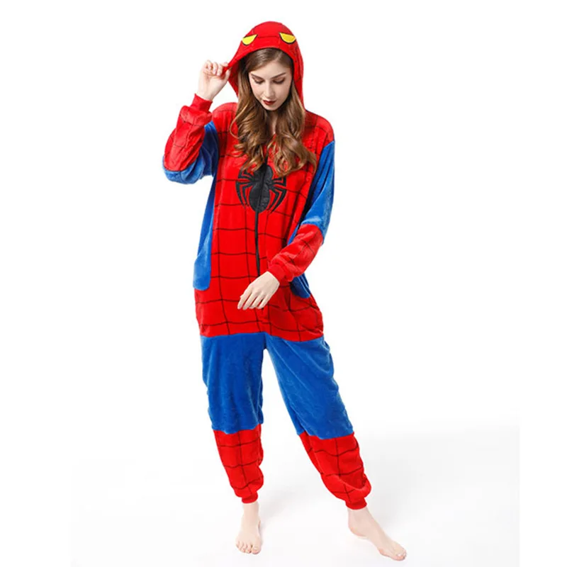 Family Halloween Cosplay Costume Animal Spider Red Pajamas Winter Warm Cartoon Sleepwear Matching Outfits Mother Kids Onesie