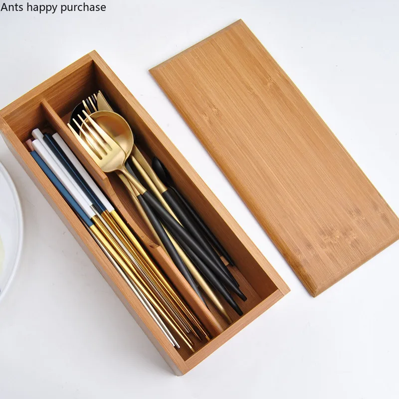 Bamboo Wood Cutlery Storage Box Household Kitchen Tools Restaurant Storage Knife and Fork Chopsticks Box Western Tableware Boxes