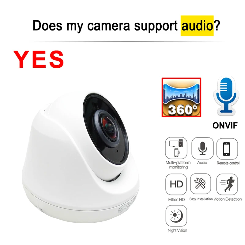 JIENUO-cámara IP panorámica POE de 5MP, lente de 1,7mm, HD, vigilancia de seguridad Cctv, micrófono incorporado, vídeo infrarrojo, cámara de Interior para el hogar