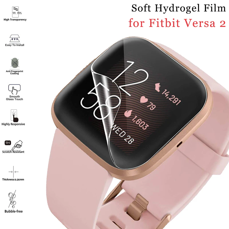 Hidrogel macio para fitbit, protetor de tela tpu para versa 2, cobertura máxima anti-bolha, filme tpu flexível para versa 2