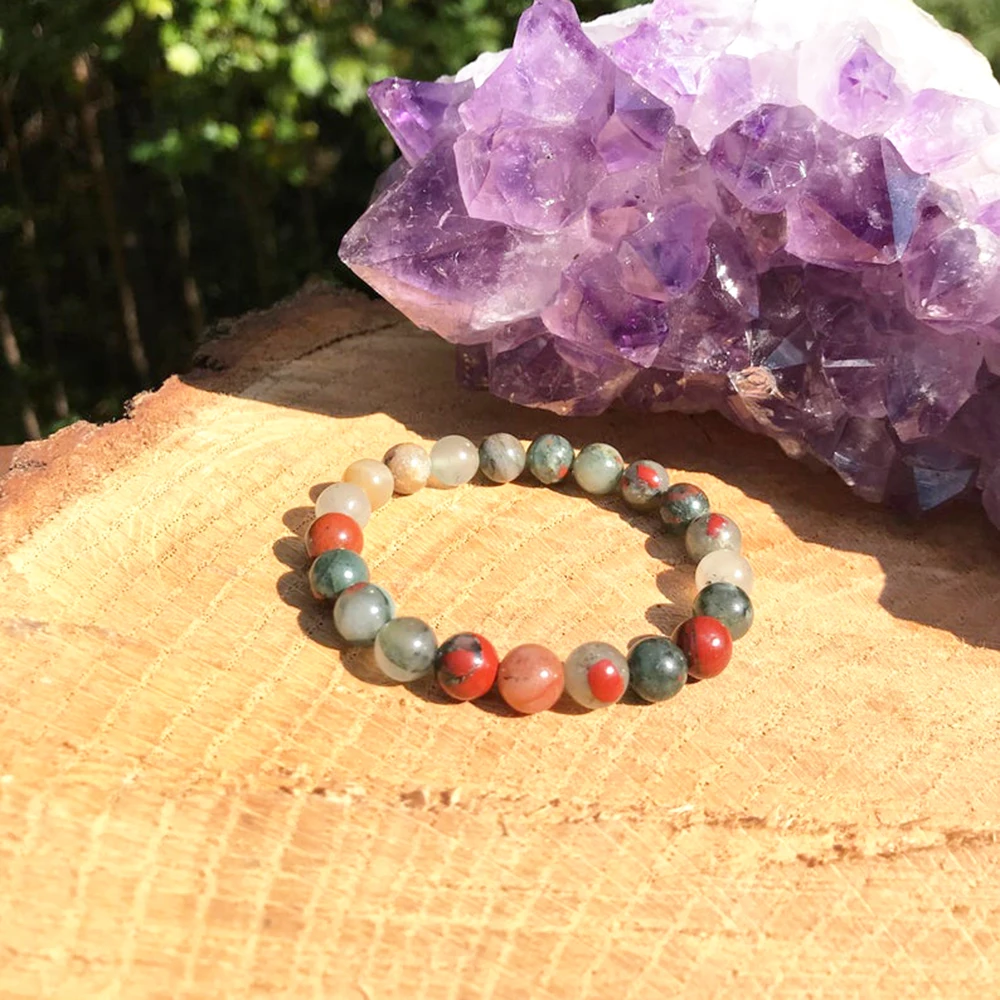 

Wholesale African Bloodstone Bracelet Natural Gemstone Energy Bracelet Men`s Reiki Intuition Powerful Bracelet