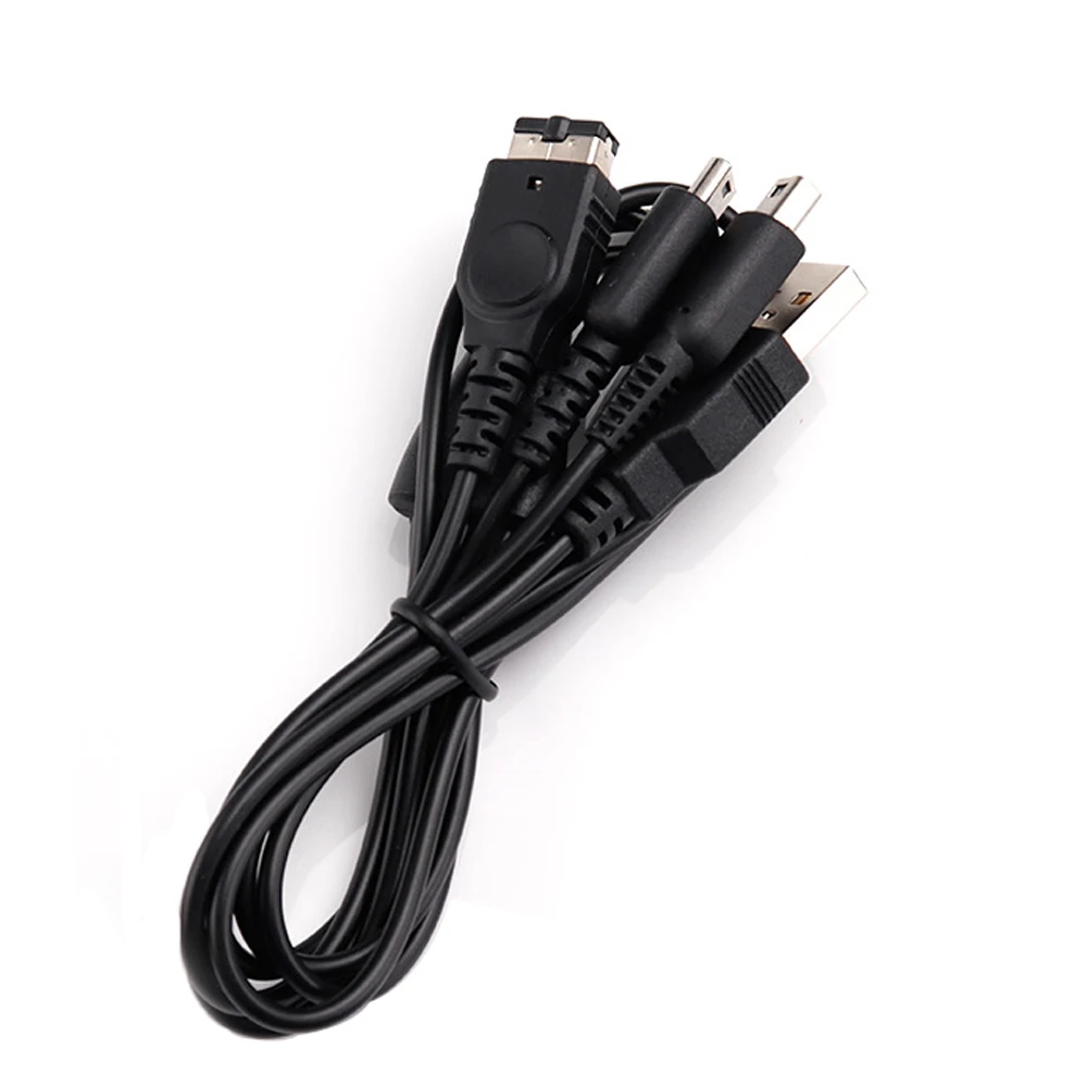 Black 3 in 1  USB charger cable for NDSI NDSL for  GBA SP console 1.2M wire