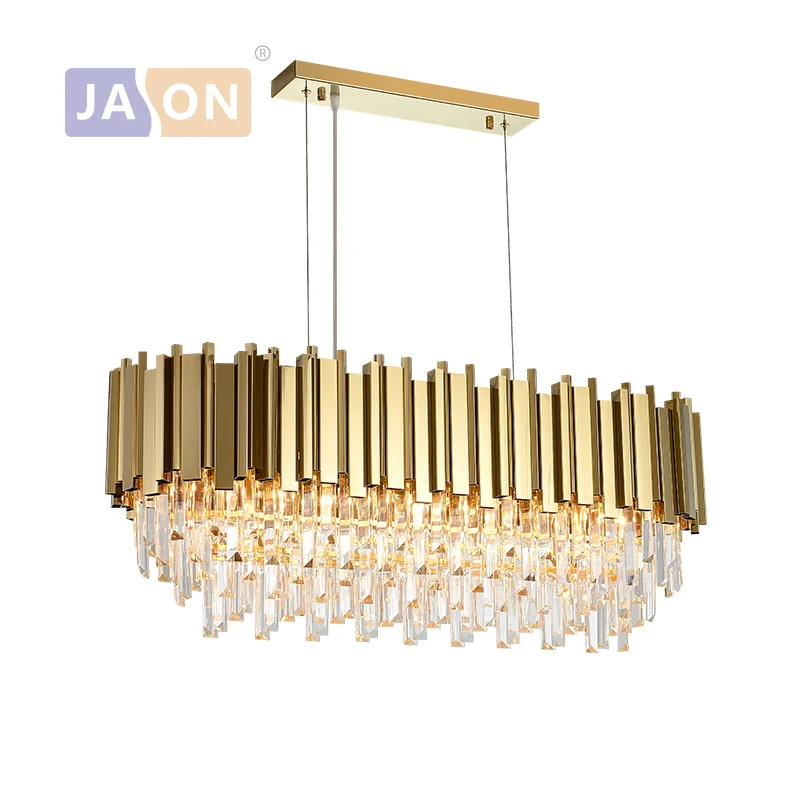 

LED Art Deco Gold Chrome Black Crystal Oval Hanging Lamps Chandelier Lighting Lustre Suspension Luminaire Lampen For Foyer