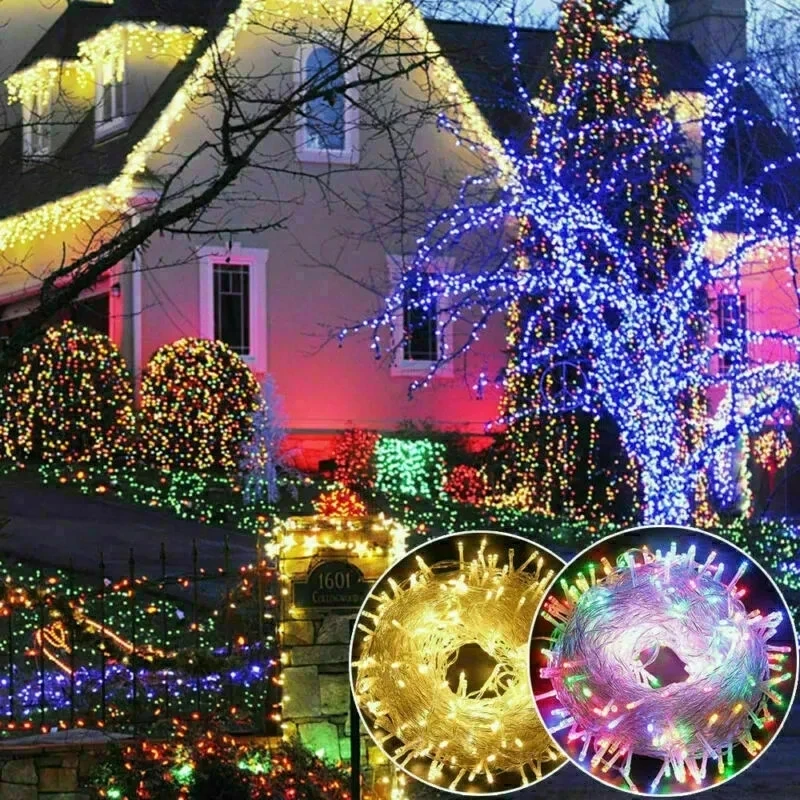 Guirlande lumineuse LED d\'extérieur étanche, 10M 20M 30M 50M 100M, CA 220V pour vacances Patio, noël, mariage, décoration