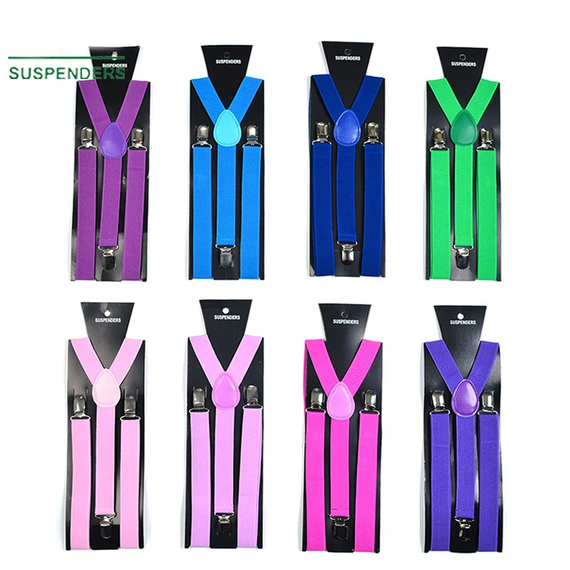 YSMILE Y 26 Color Elastic Men Solid 3Clip Suspenders Adjustable High Quality Women Men Wedding Party Daily Accessories For Shirt