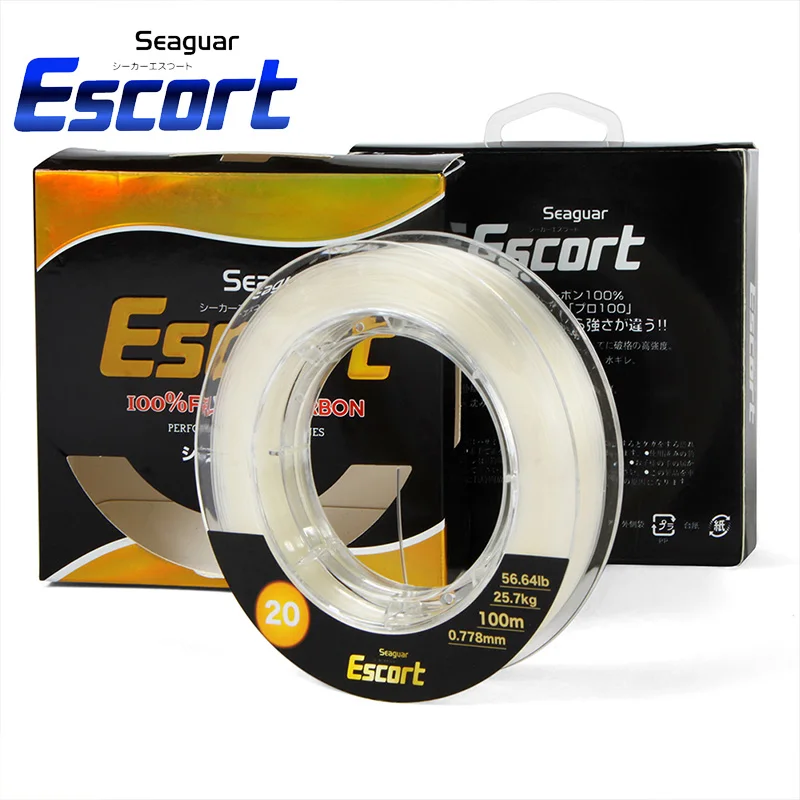 Seaguar Escort 100M Fluorocarbon Fishing Line 2.76-56.64LB Test Carbon Fiber Leader Line 0.141-0.778mm Fly Fishing Line pesca