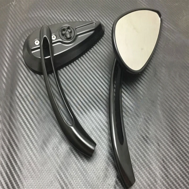 Touring Chrome Black Motorcycle Skull Rear View Mirror Side Mirrors For Harley Heritage Softail Cruiser Scooters