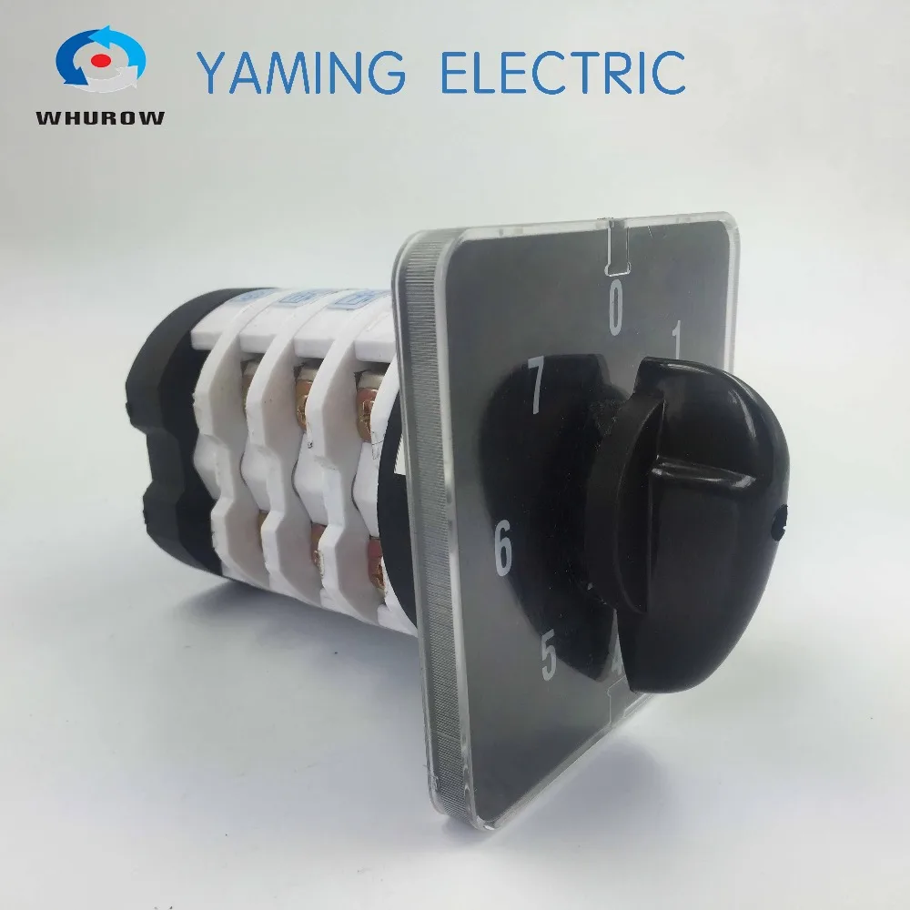 0-7 Position Rotary Cam Changeover Switch 50A Four Poles Universal Changeover Selector Silver Contact YMZ12-50/4