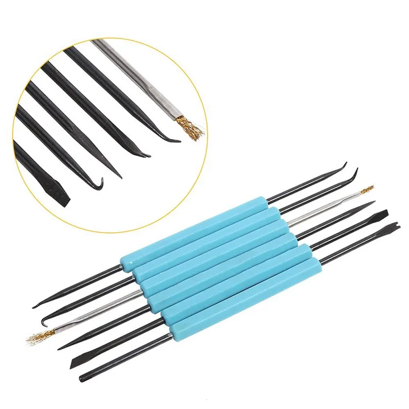 Riparazione strumenti di saldatura 1 Set di 6 strumenti di rimozione del flusso professionale riparazione del flusso Kit di aiuto per saldatura a 6 pezzi blu a doppia faccia