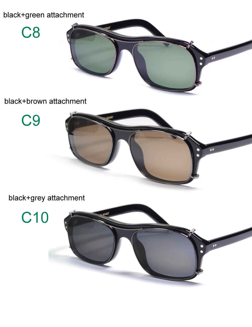 Kingsman Film Cosplay Brille Vintage Rechteck Brillengestelle für Männer Clip-on-Befestigung Polarisierte Sonnenbrille mit Etui – Detail 19