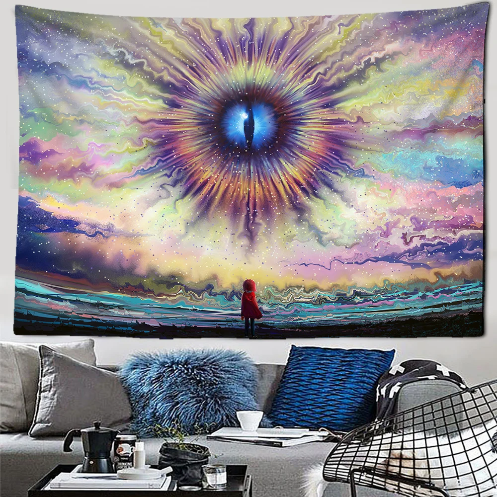 Eyes Whirlpool Fantasy Scene Wall Hanging Mandala Witchcraft Tapestry Hippie, Bohemian Decorated Tarot Wall Tapestry Yoga Mat